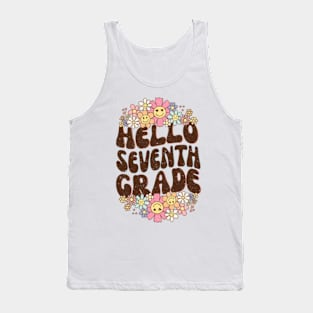 Groovy Hello 7th Grade Vibes Retro Teacher Back To School Tank Top